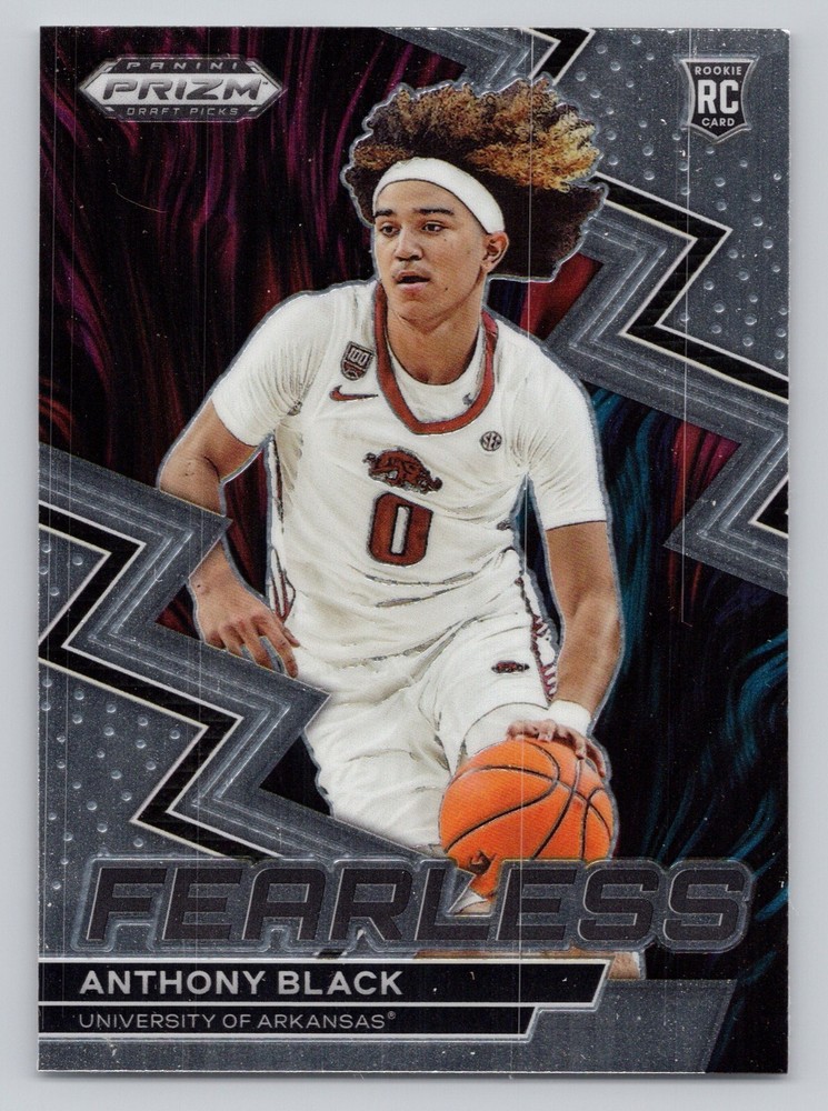 2023 Panini Prizm Draft Picks Anthony Black #10 Fearless Arkansas Razorbacks RC