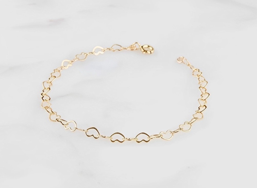 14k Yellow Gold Filled Heart Chain Bracelet or Anklet by Linx