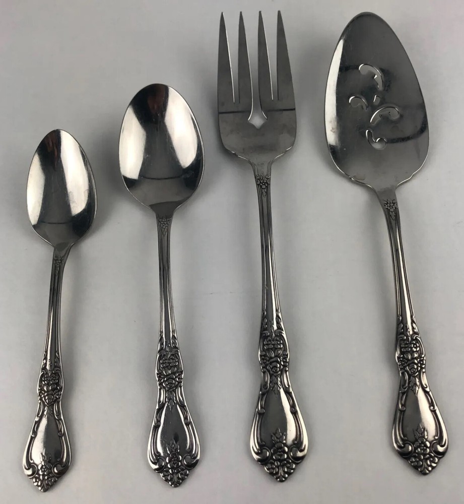 Vintage Oneida KENNETT SQUARE Stainless Distinction Deluxe Glossy Flatware 4 Pcs