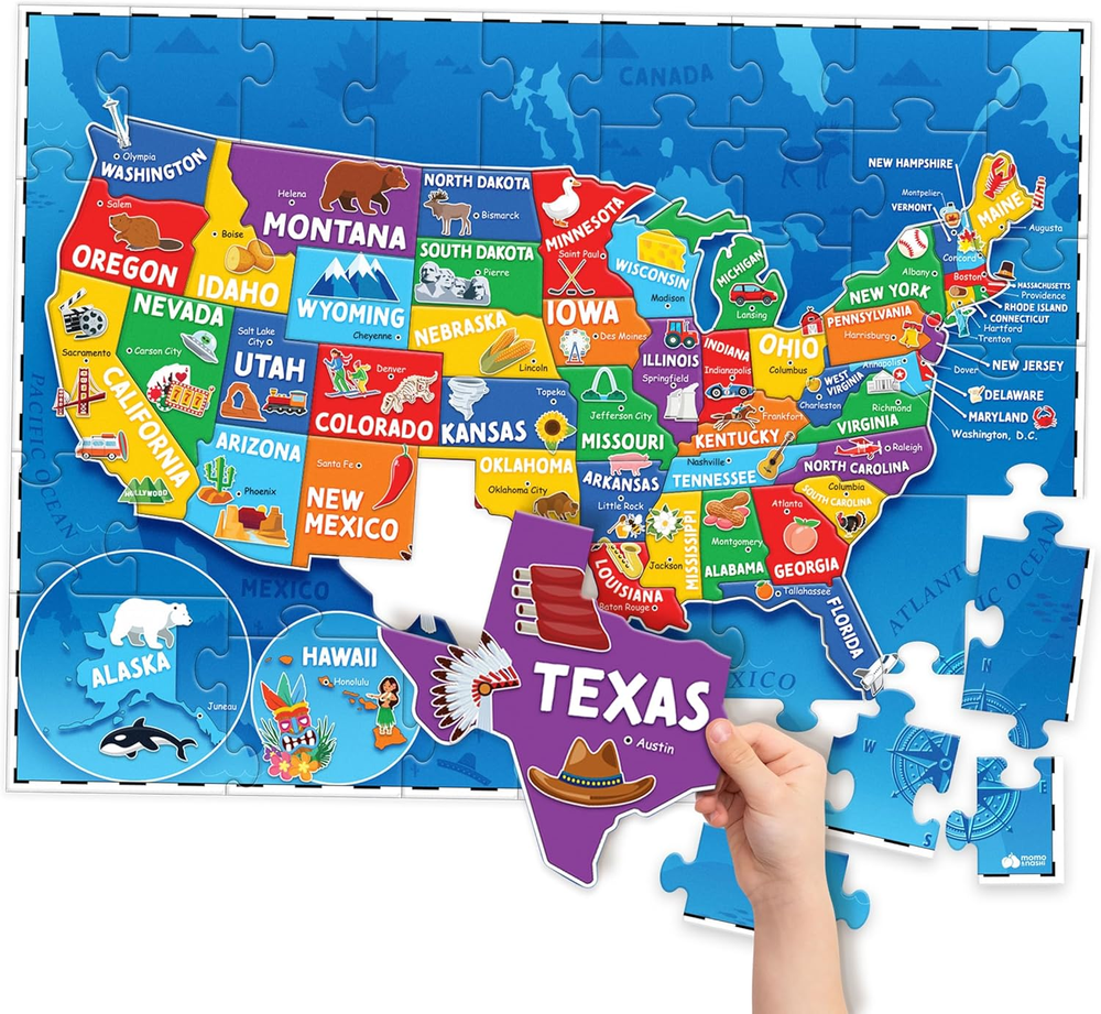 United States Puzzles for Kids Ages 4-6 - Educational Toys for Boys & Girls - 70