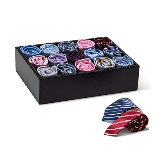 Bamboo Closet Drawer Organizer, 15 Compartments - Drawer 15 dividers Black