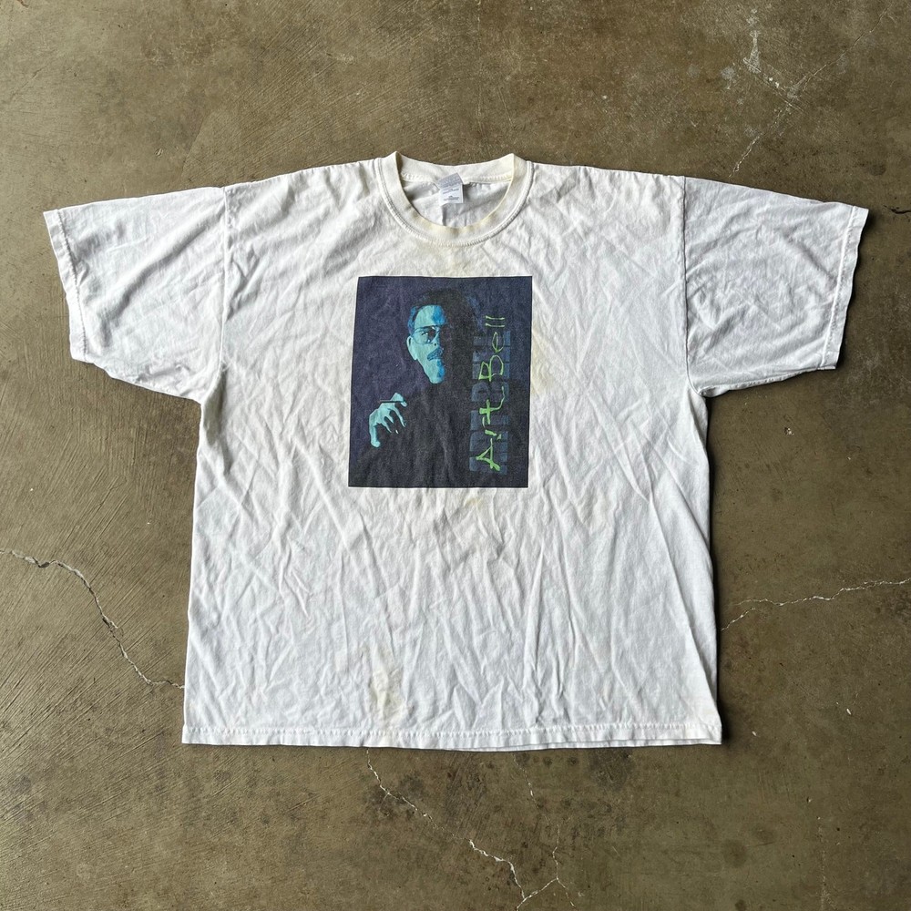 VINTAGE ART BELL COAST TO COAST T-SHIRT ALIEN SCIENE RADIO SHOW MENS XXL STAINS