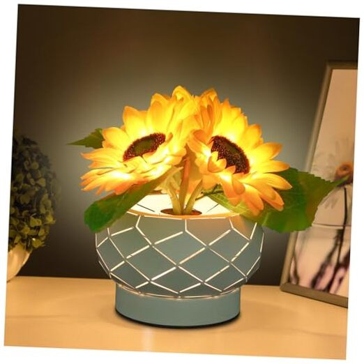 Cordless Dimmable LED Sunflower Table Lamp with Touch Control for Bedside