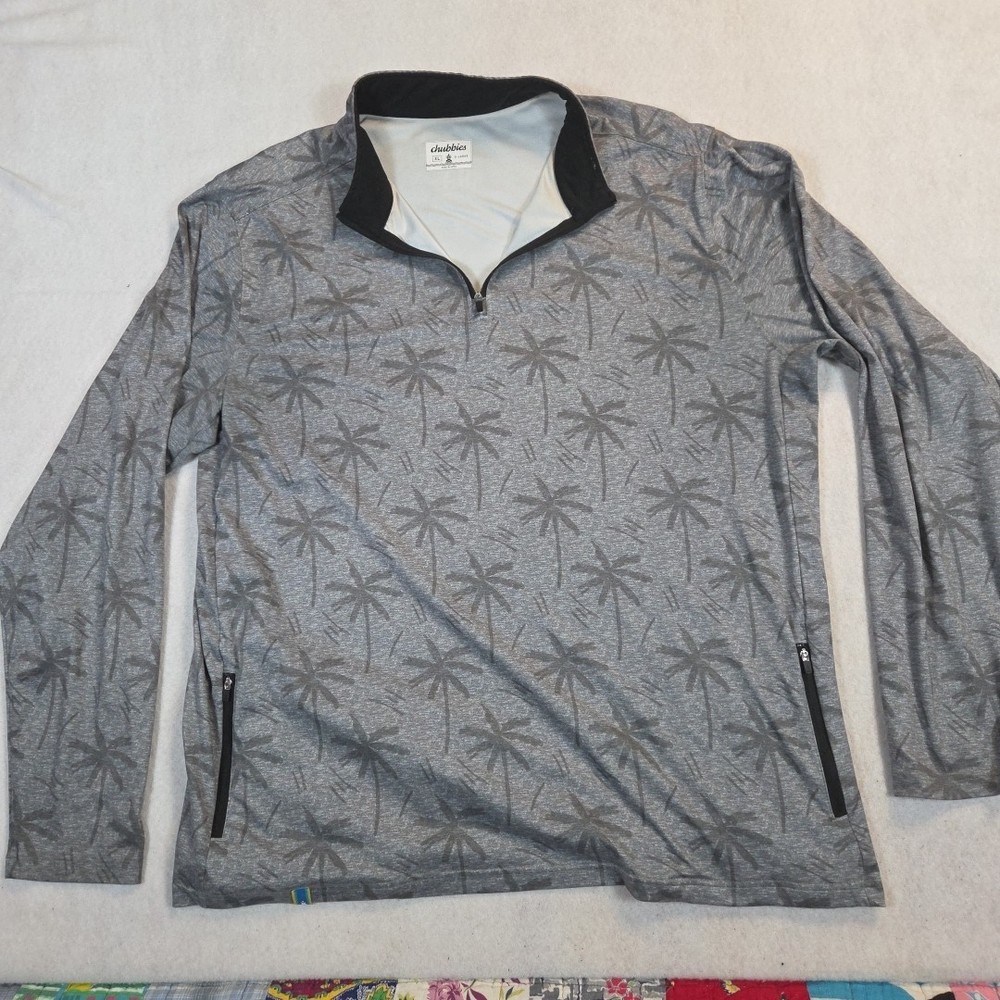 Chubbies Movementum 1/4 Zip Performance Pullover Men’s XL Gray Palm Trees Golf