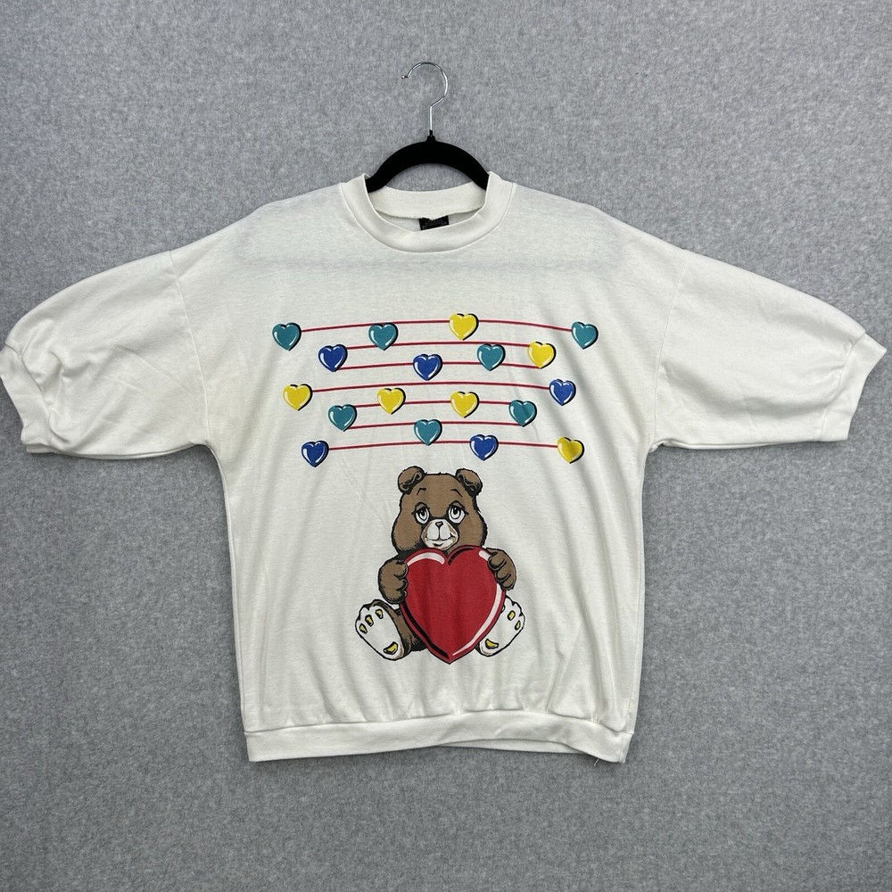 Vintage 90s Y2K Fashion Square Valentine Teddy Bear T Shirt Womens Sz M Love USA