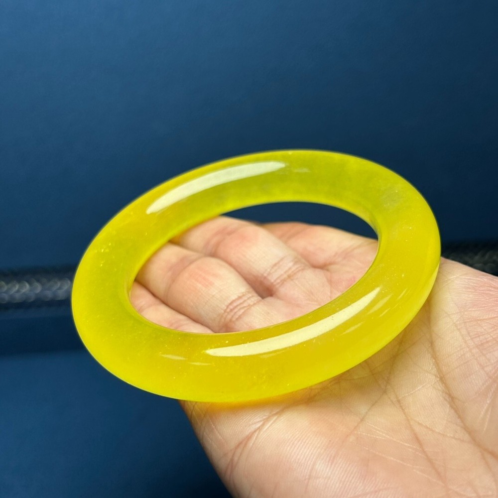 Certified Natural high Ice Burmese yellow Jade jadeite bracelet bangle 57-58mm