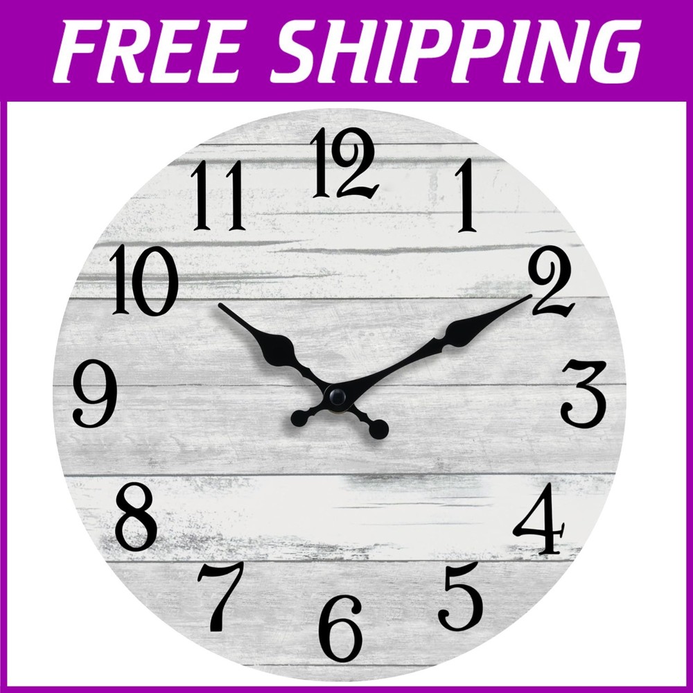 Vintage-Style 12-Inch Silent Wall Clock with Battery Operation