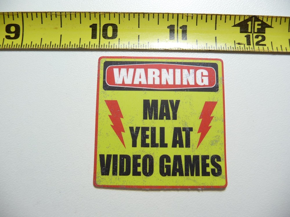 WARNING MAY YELL AT VIDEO GAMES DECAL STICKER LITTLE MINI SIGN