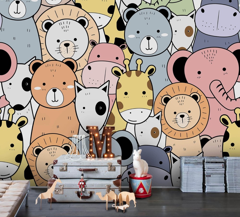 3D Animal Watercolor Pattern Wall Murals Wallpaper Murals Wall Sticker