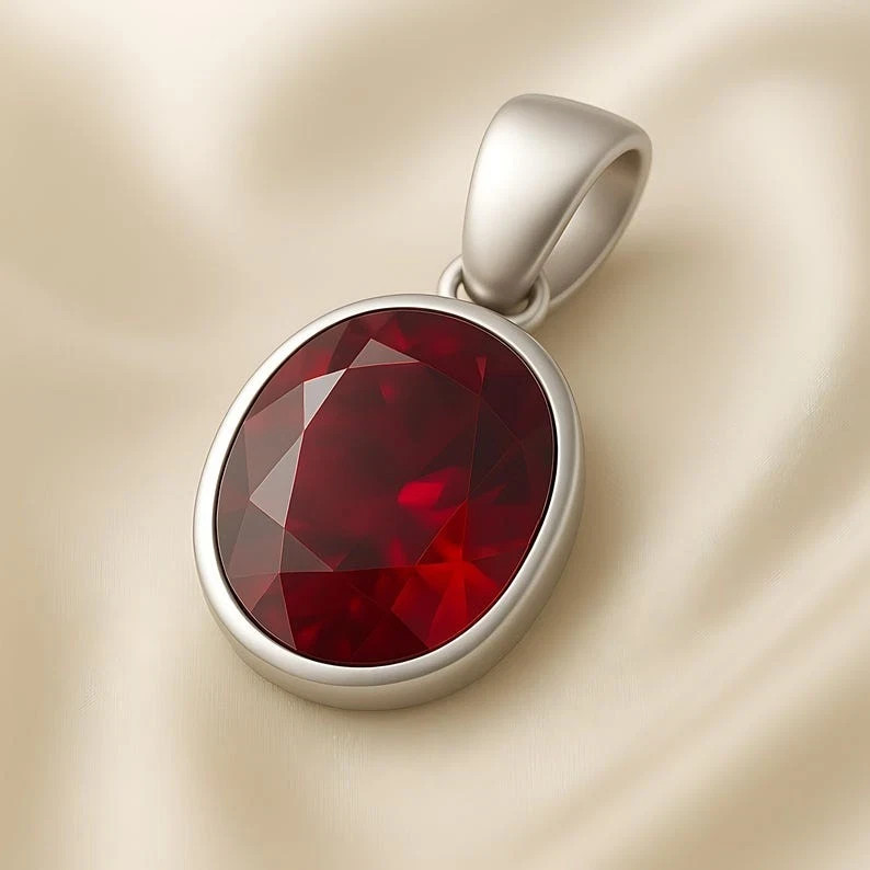 Certified 10 CT Burma Natural Red Ruby Pendant In 925 Sterling Silver For Women