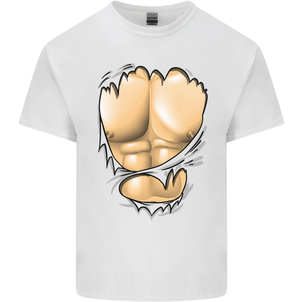Gym Ripped Muscles Effect Mens Cotton T-Shirt Tee Top