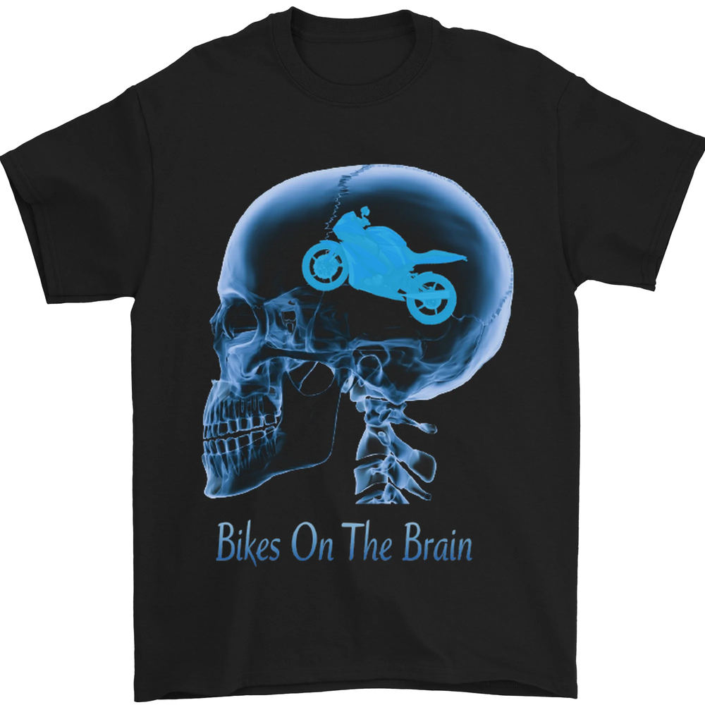 Bikes on the Brain Funny Motorbike Biker Mens T-Shirt 100% Cotton