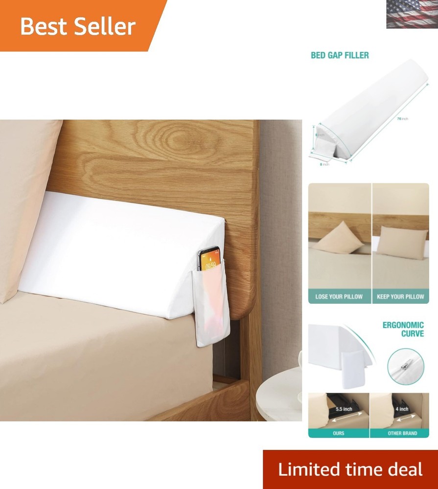 Luxury King Bed Wedge Pillow with Storage & Gap Filler for Enhanced Comfort  