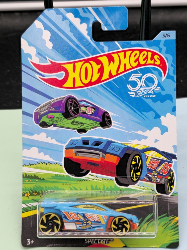 2018 Hot Wheels Walmart Exclusive Spring Series 3/6 SPECTYTE Blue w/Yellow RA Sp