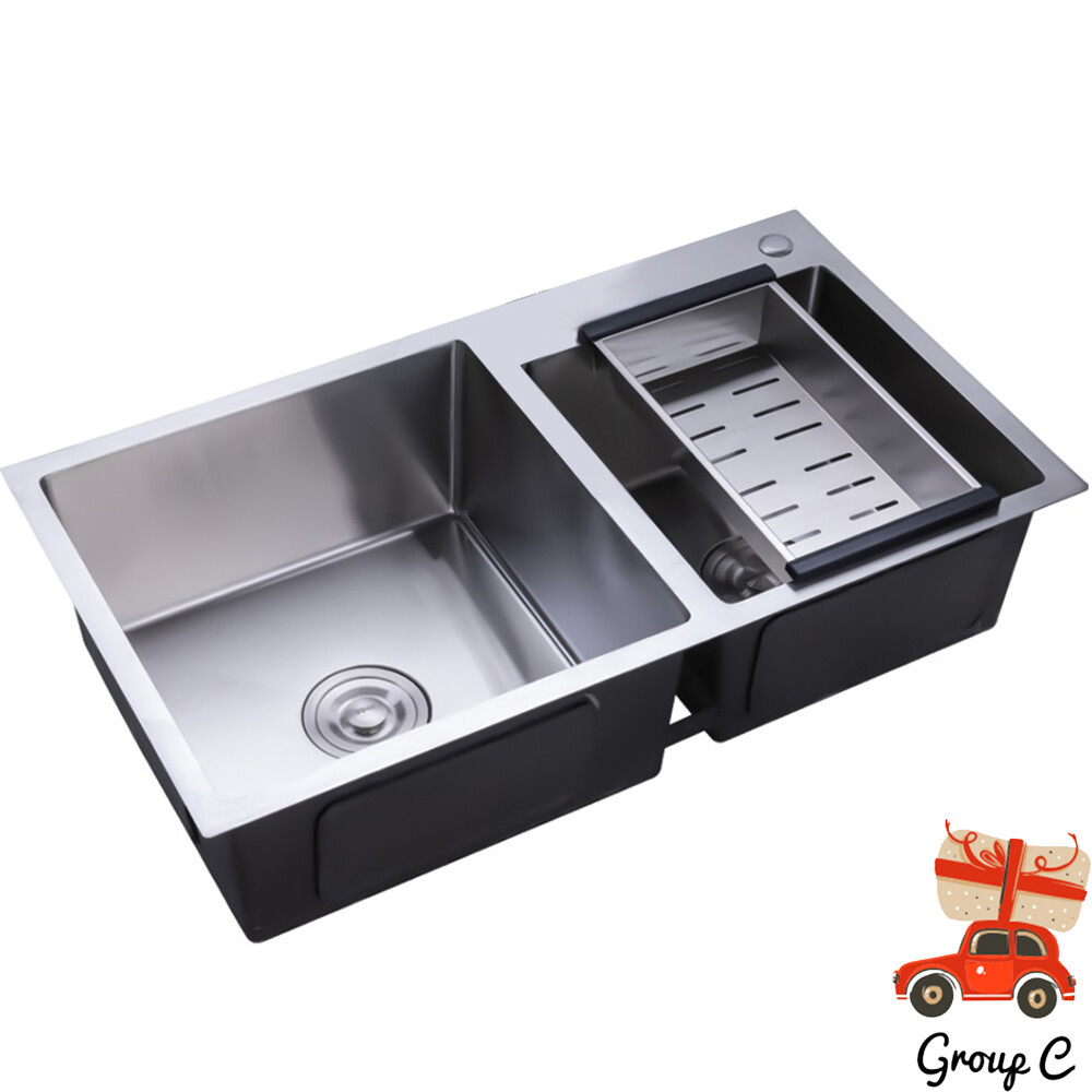 Double Bowl Stainless Steel Composite Drop-In Kitchen Sink Set