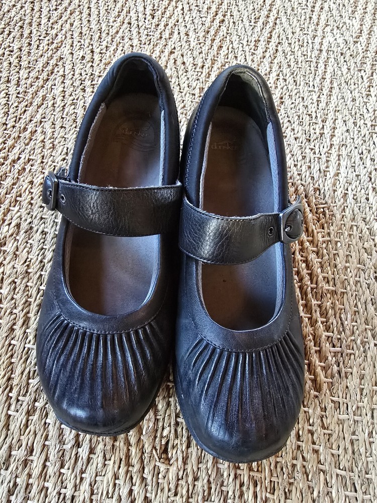 Dansko Fawna Black Milled Nappa Leather Mary Jane Clogs Size 10.5-11 EU 41