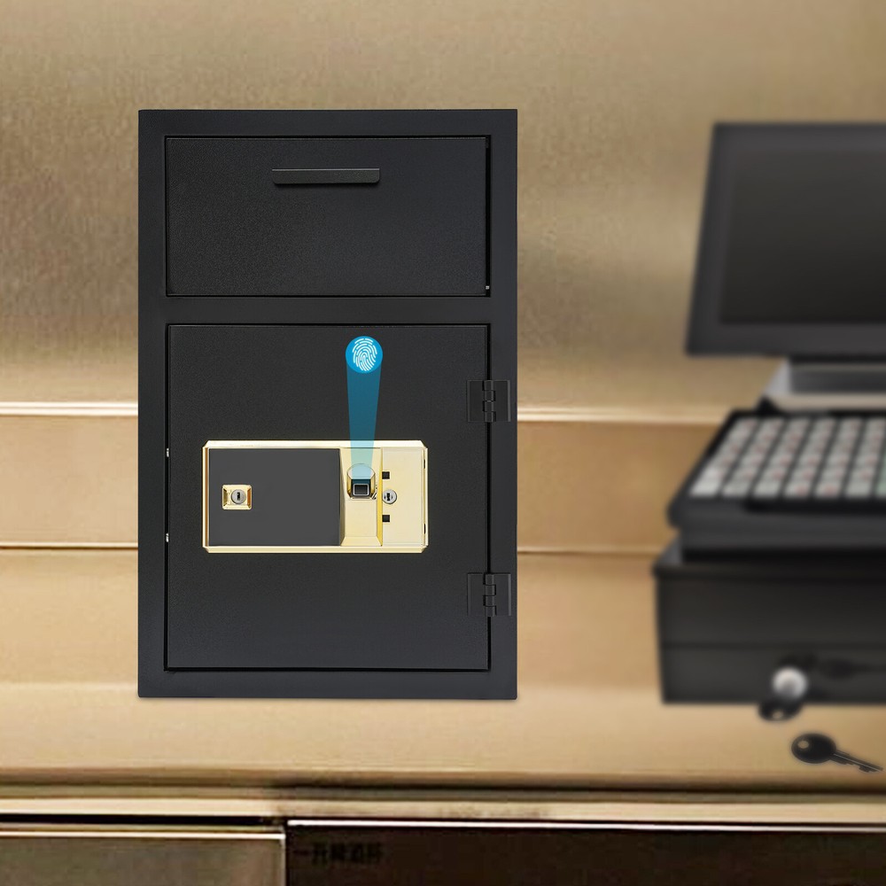 Black Drop Box Safe for Cash & Mail with Keys - US Made  