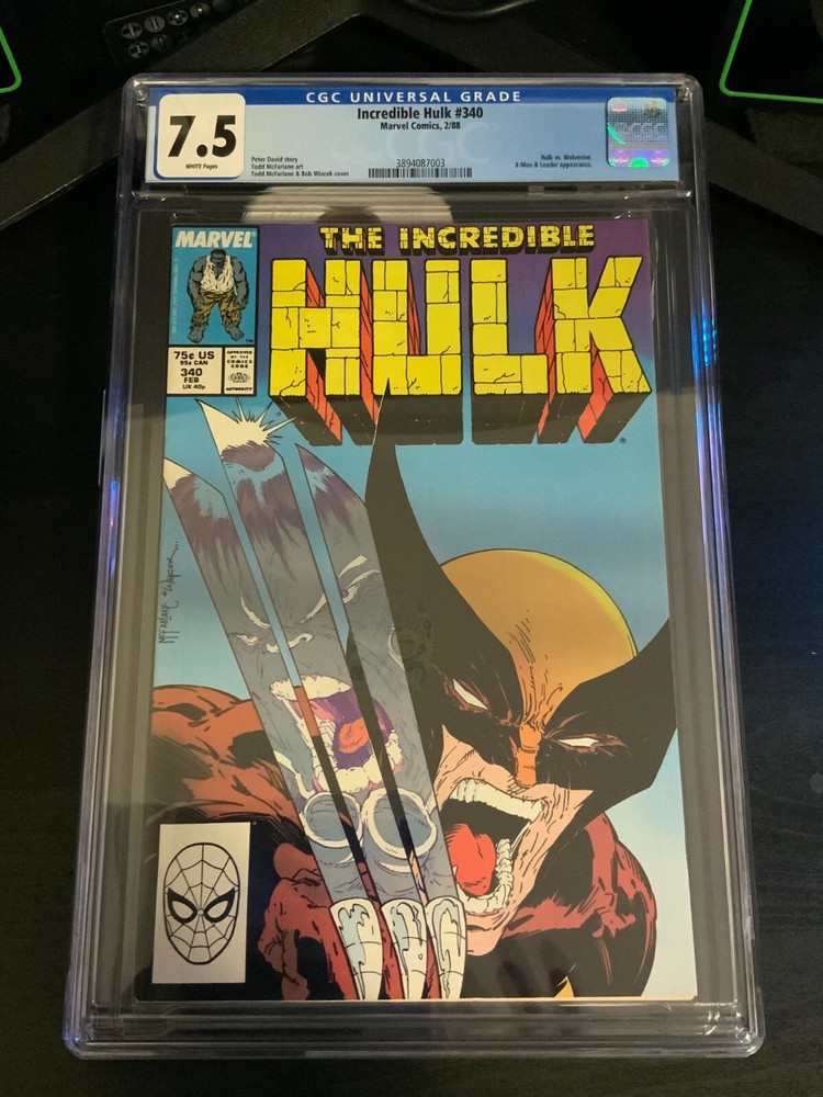 Incredible Hulk #340 (1988) - Todd McFarlane Cover, Hulk vs Wolverine, CGC 7.5