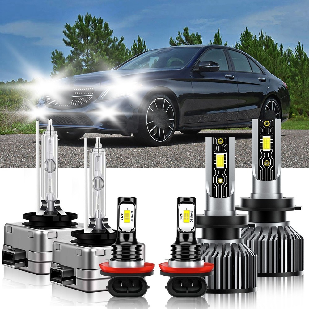 For Mercedes-Benz C300 2009-2010 Combo LED Headlight Hi Low Beam Fog Light Bulbs