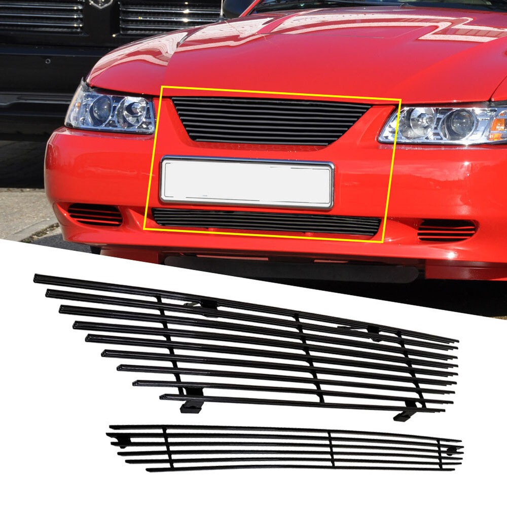 Black Billet Grille Insert Combo for 1999-2004 Ford Mustang