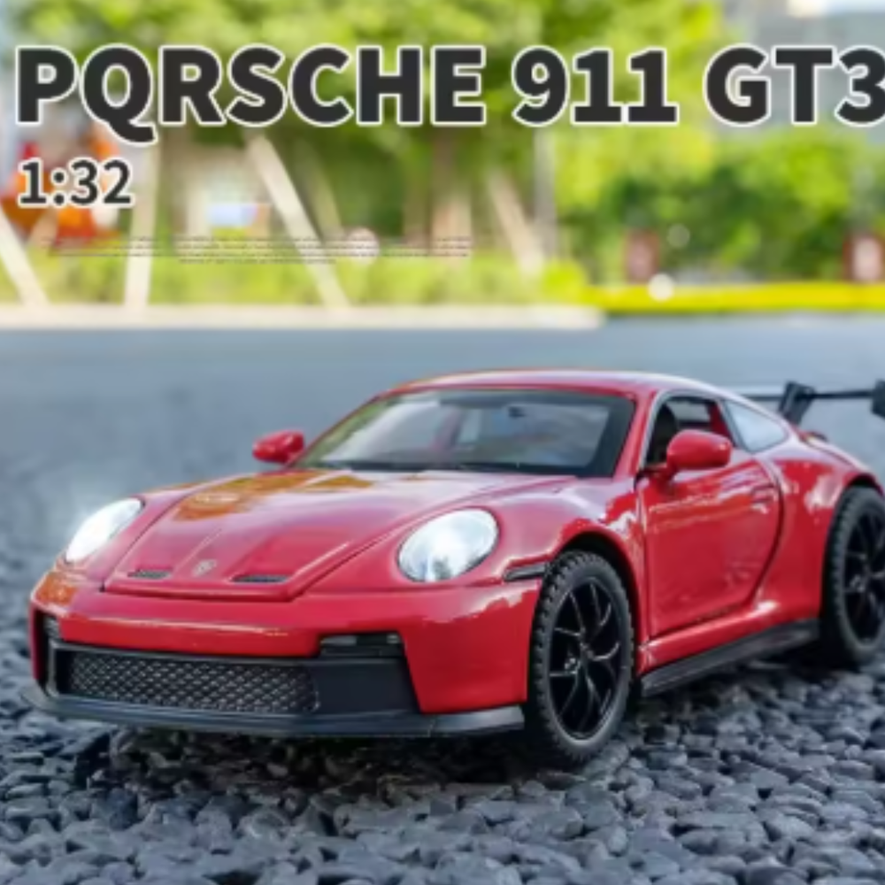 1:32 Porsche 911 GT3 Red Supercar Alloy Car Model With Pull Back Sound Light FX