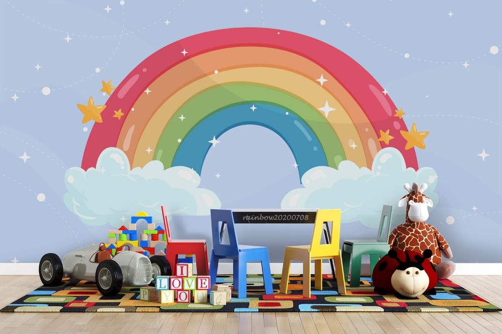 3D Rainbow Clouds Illustration Wall Murals Wallpaper Murals Wall Sticker