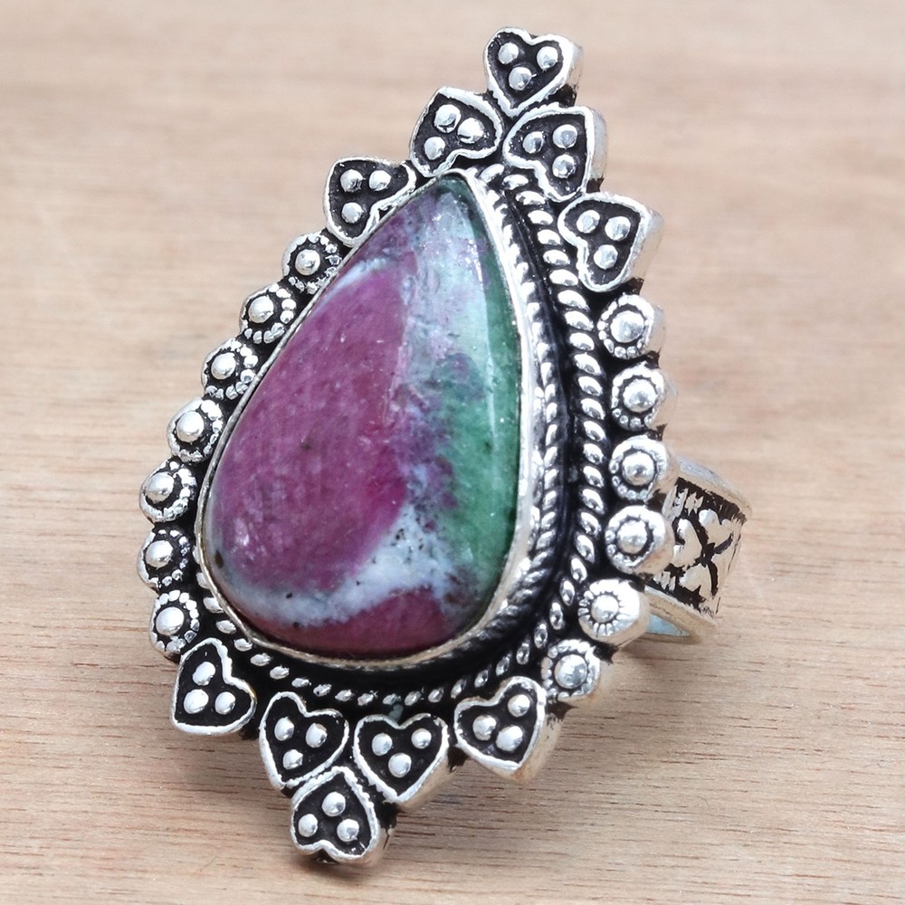 Ruby Zoisite Silver Handmade Jewelry 6.5mm Gemstone