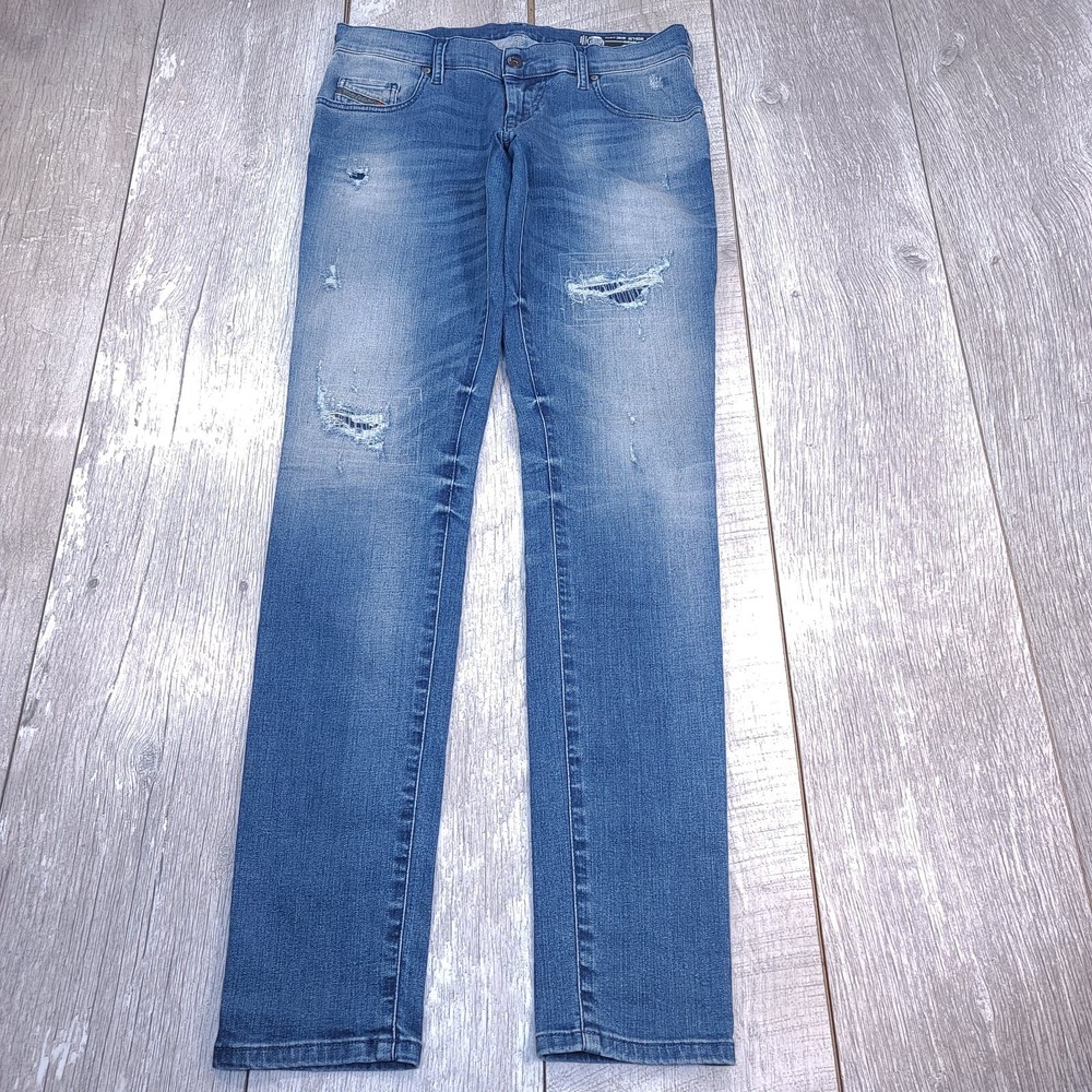 Diesel Jeans Womens Grupee Skinny Size 29x32 Super Slim Low Rise Blue Denim Pant