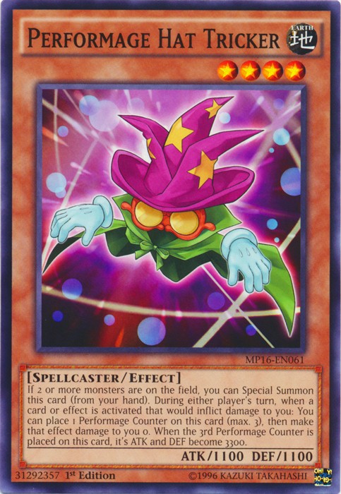 Performage Hat Tricker MP16-EN061 Common 1st Edition Lightly Played Yugioh Card