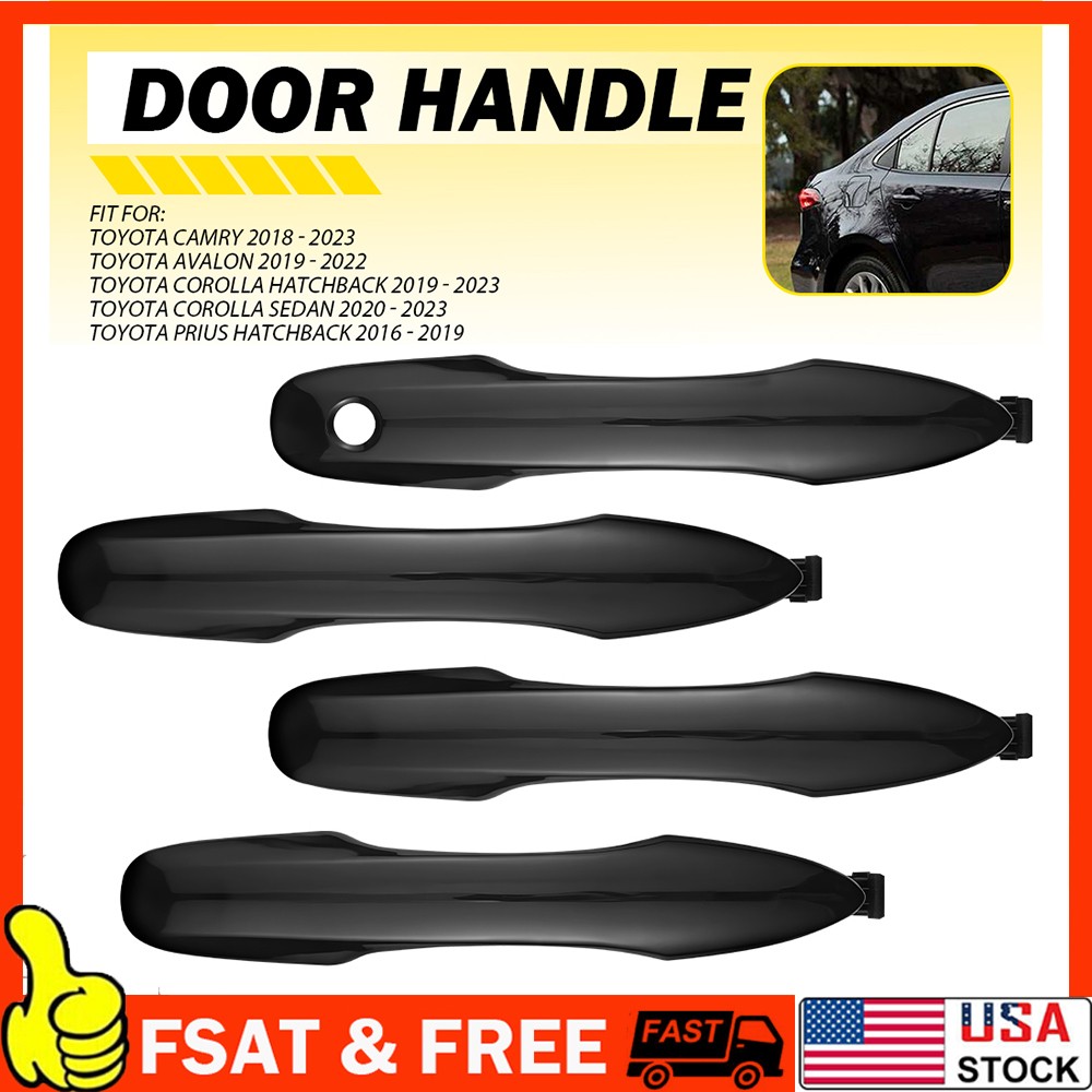 Exterior Door Handle Front Rear Left Right Side Black For 2018-2023 Toyota Camry