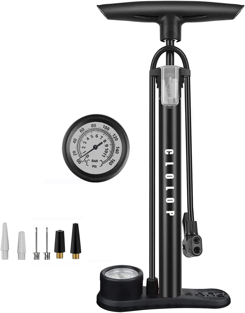 Bike Floor Pump with Gauge,Bike Air Pump Tire Pump Inflator, for Presta and Schr