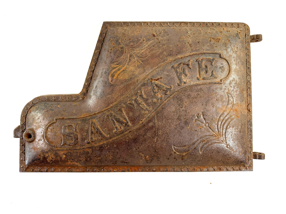 MEGA RARE Santa Fe Railroad Cast Iron Stove Hot Box Door Ornate W@W ATSF
