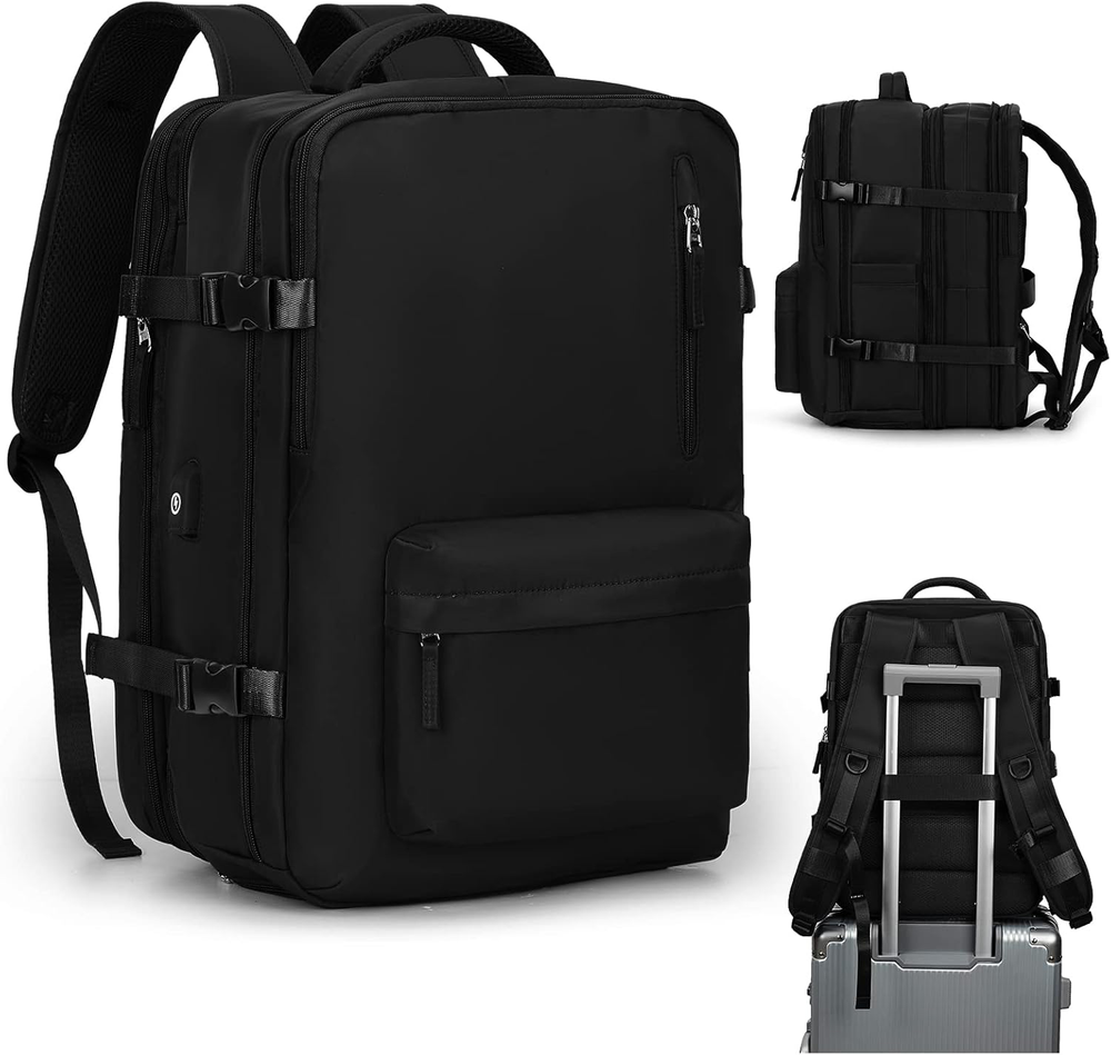 Waterproof 17 Inch Laptop Backpack for Travel, Flight Approved, Black