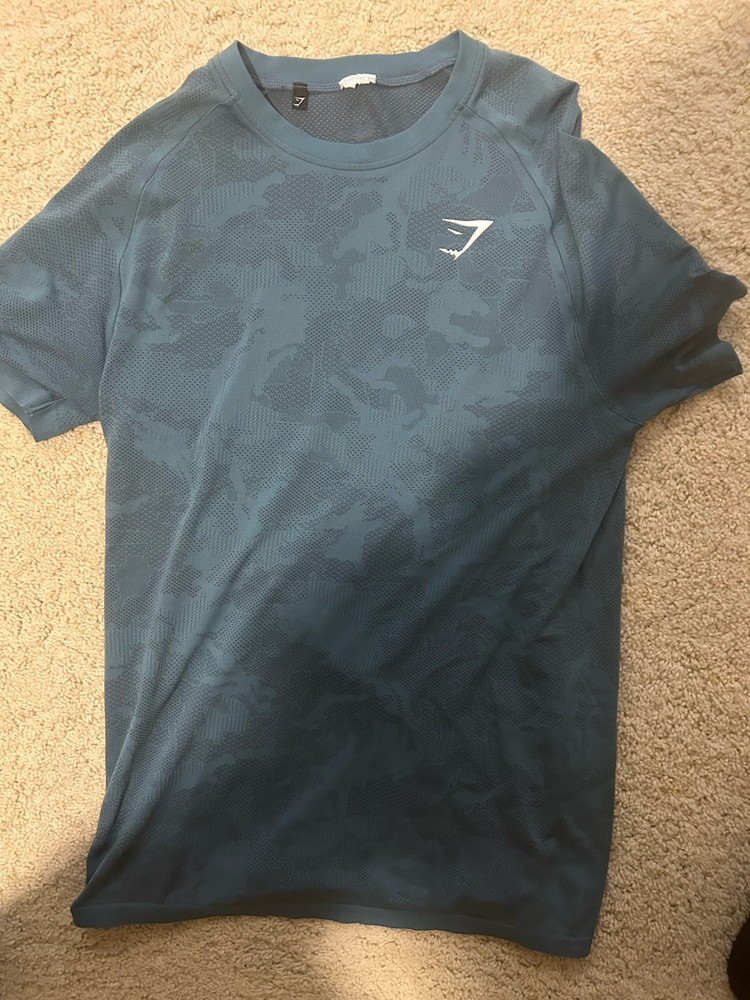 Gymshark Neo Seamless Camo Blue Tshirt Mens