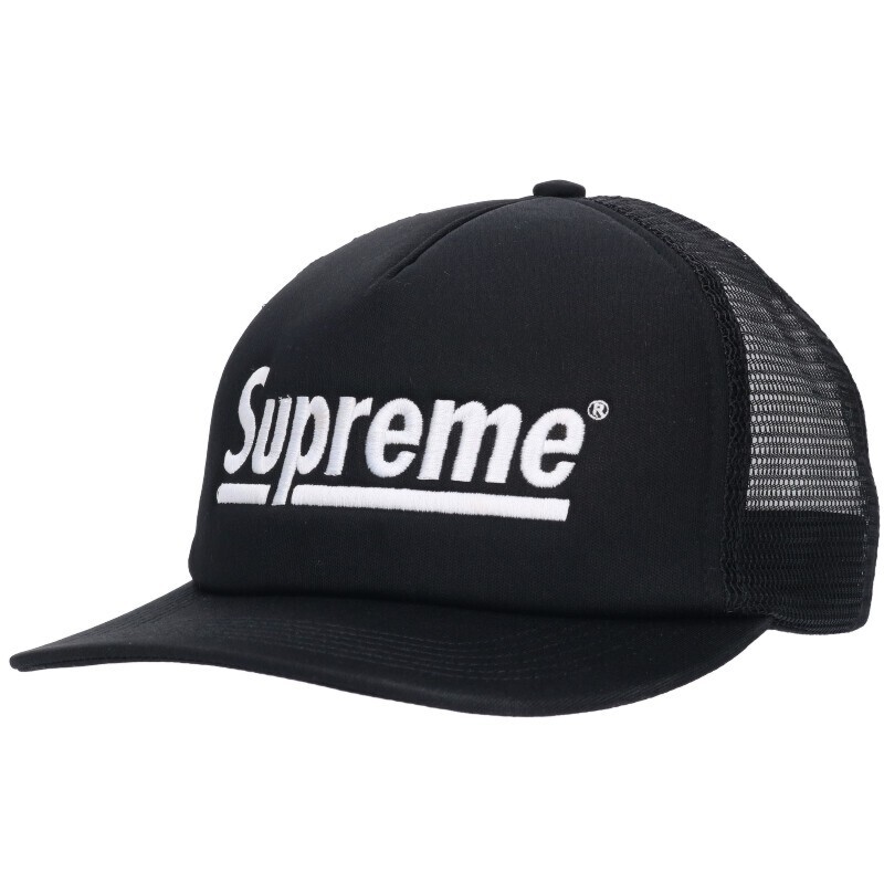 Supreme Size One 24Aw Underline Mesh Back 5-Panel Logo Embroidered Cap Bla EN531