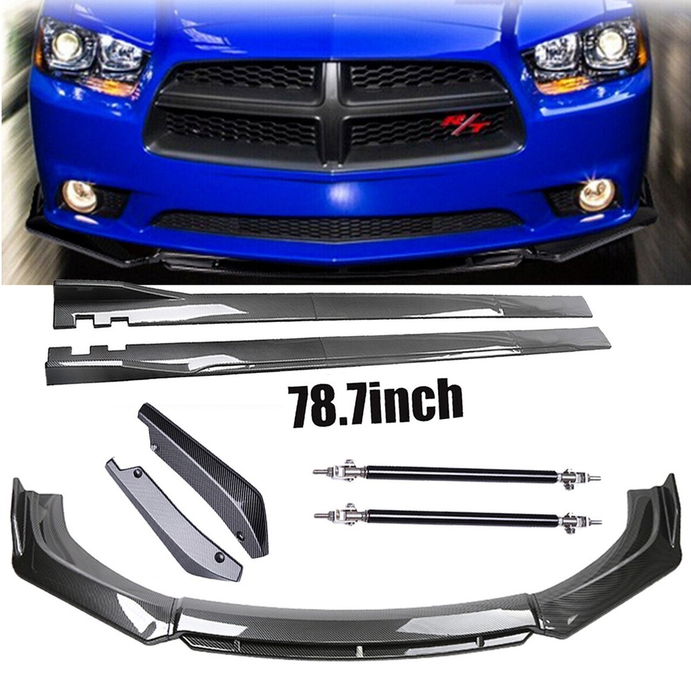 For Dodge Charger Spoiler Carbon Fiber Side Skirt Rear Front Bumper Lip Splitter