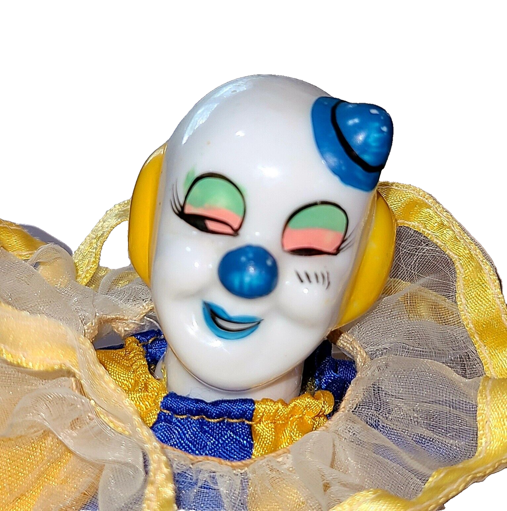 Vintage Handcrafted 9-inch Posable Porcelain Clown Doll Collectible Standing