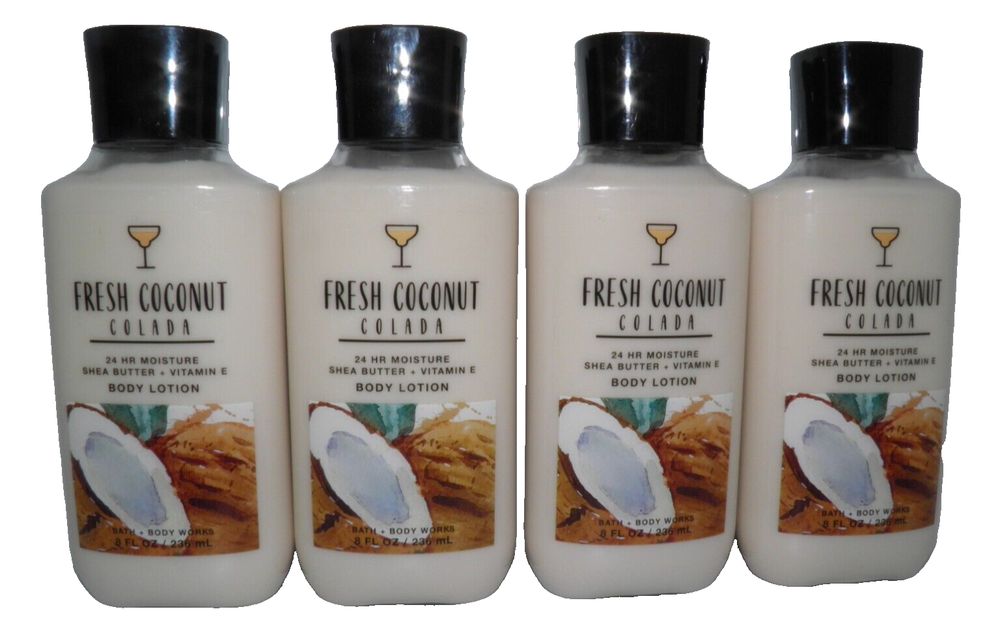4 Bath & Body Works Fresh Coconut Colada  Shea & Vitamin e Lotion RETIRED