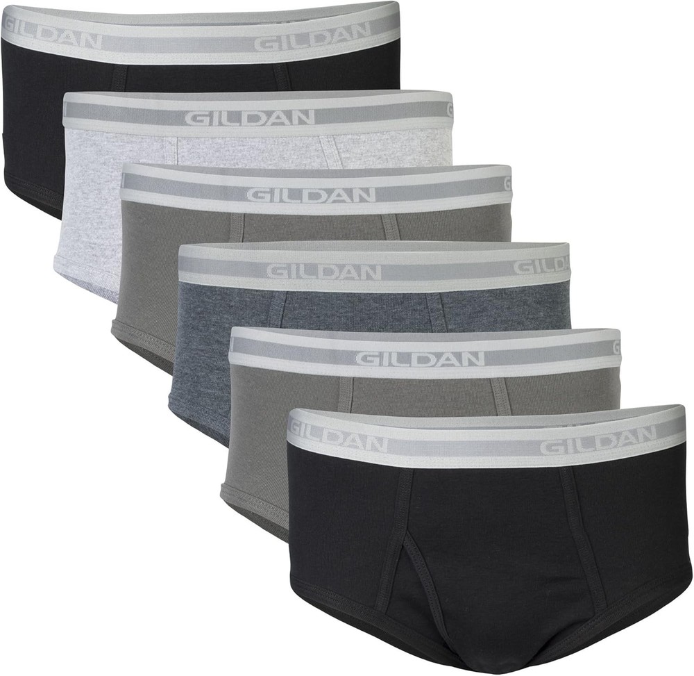 Gildan Men's Brief Underwear Multipack Large, Grey/Black (6 Pack)