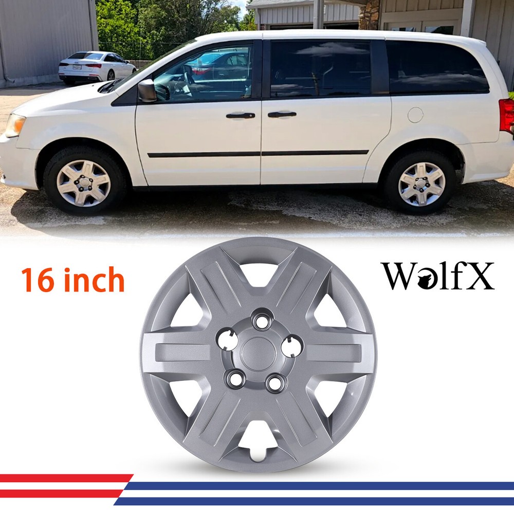 1PCS 16 Inch Silver Hubcap Replacement Bolt-On For 2008-2016 Dodge Grand Caravan