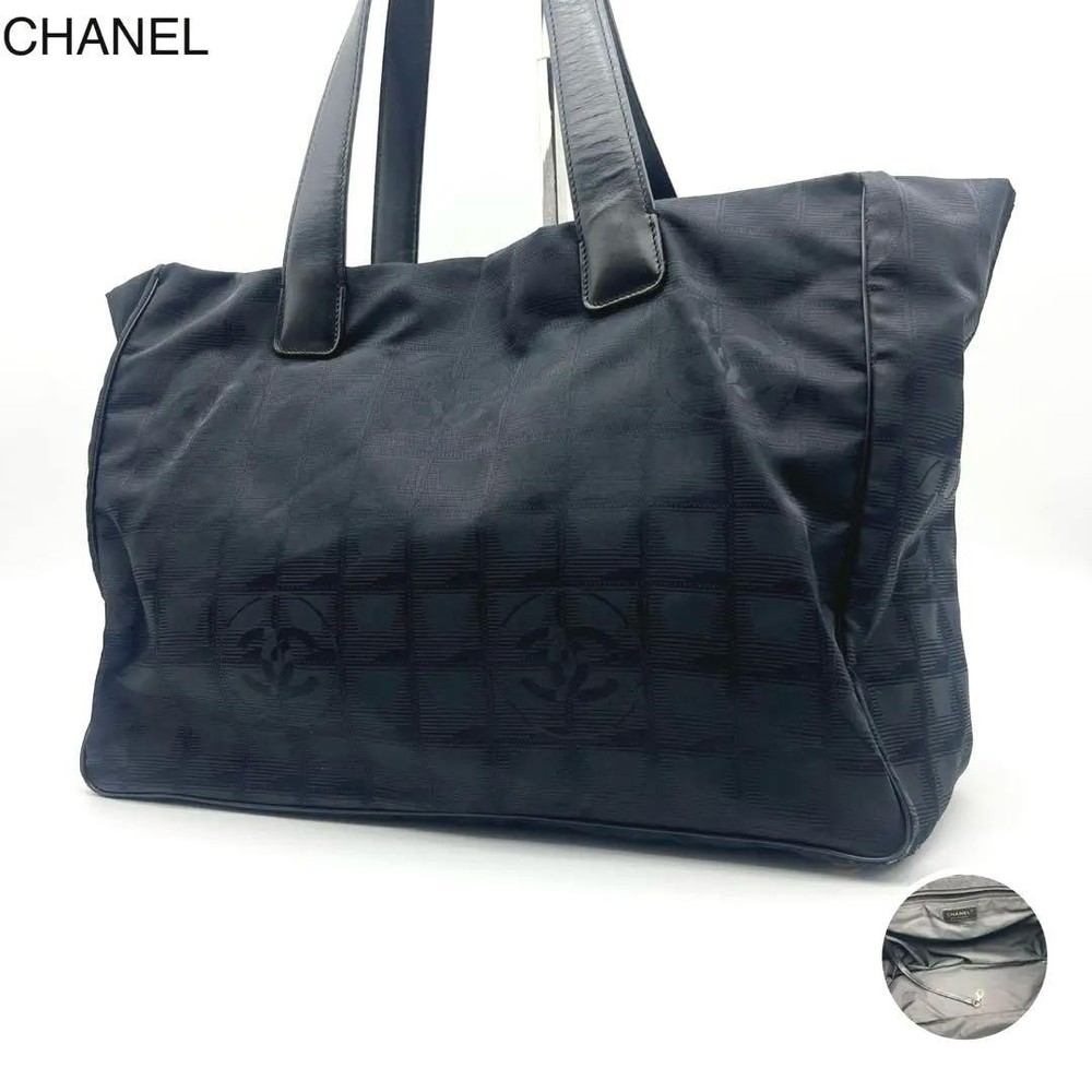 Chanel Travel Tote Bag Black with Serial Number Handbag