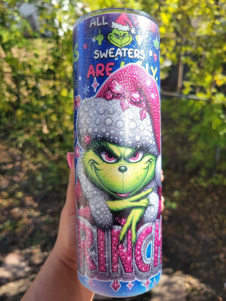 Merry Grinchmas Glitter Tumbler 20oz Holiday Cup