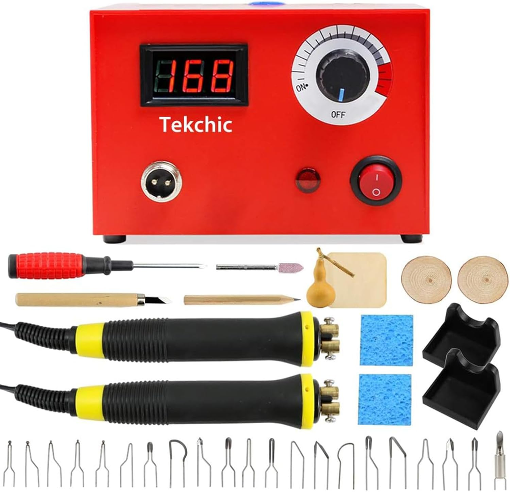 Wood Burning Machine Kit 20 Tips, Dual Pen 110V 50W Pyrography Machine, Digital
