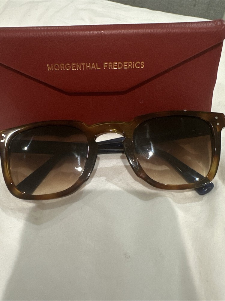 Morgenthal Frederics Hughes 546 Tortoise Blue Square Sample Sunglasses