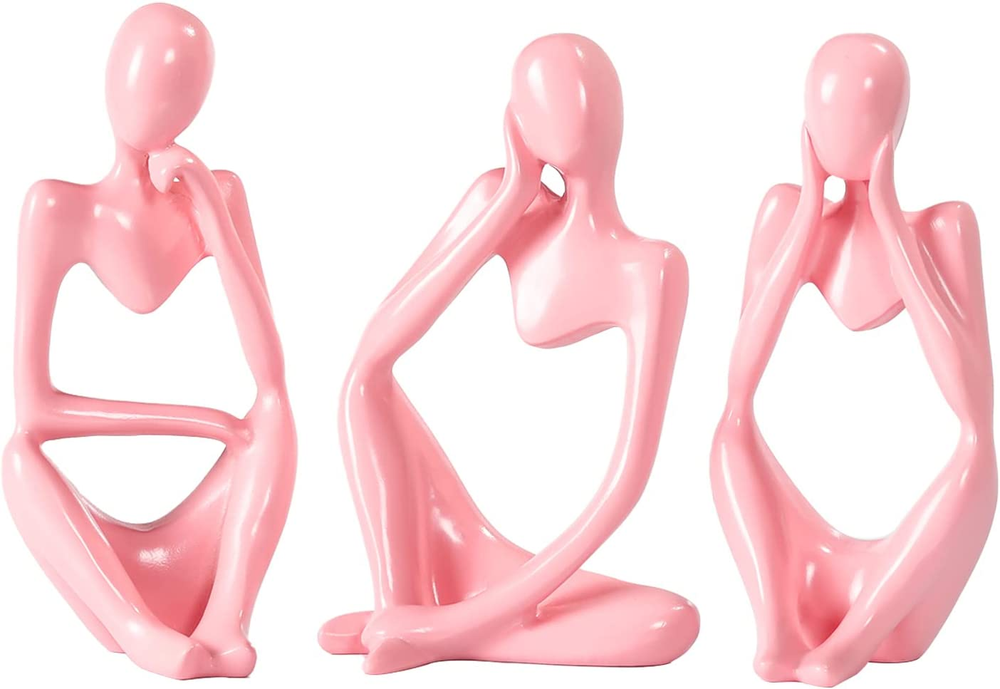 Thinker Statue Gold Decor Abstract Art Sculpture, Golden Resin Collectible Figur