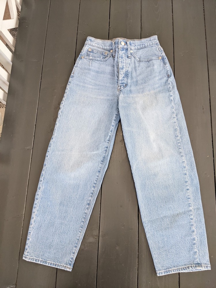 Madewell Womens 24 High Rise Balloon Jeans Light Wash Cropped Ankle Denim