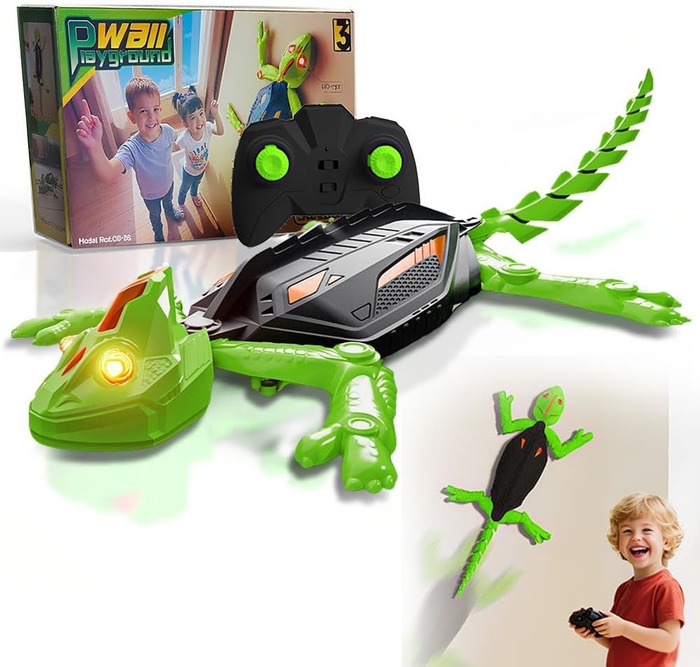 Wall Crawler Gecko - Remote Control Lizard with LED Eyes Climbs Walls