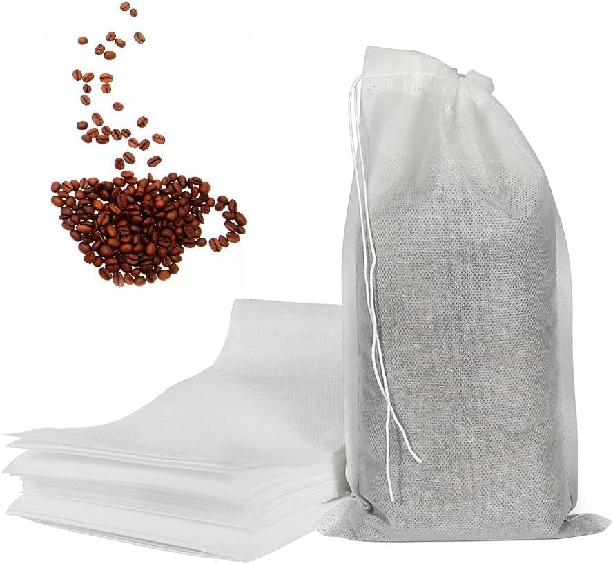 100pcs Cold Brew Coffee Bags, 6'' x 8'' No Mess Disposable Filter Bags with Draw