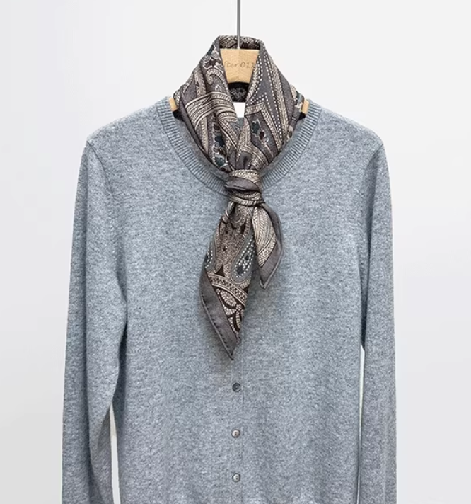 70% cashmere 30% silk retro cashew double-sided printed square wrap shawl 25 inch