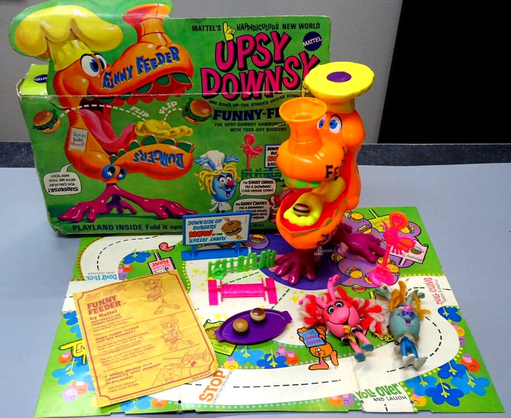 RARE Used  Mattel 1969 Upsy Downsy Funny Feeder Playset Kiddles-Complete w/Box